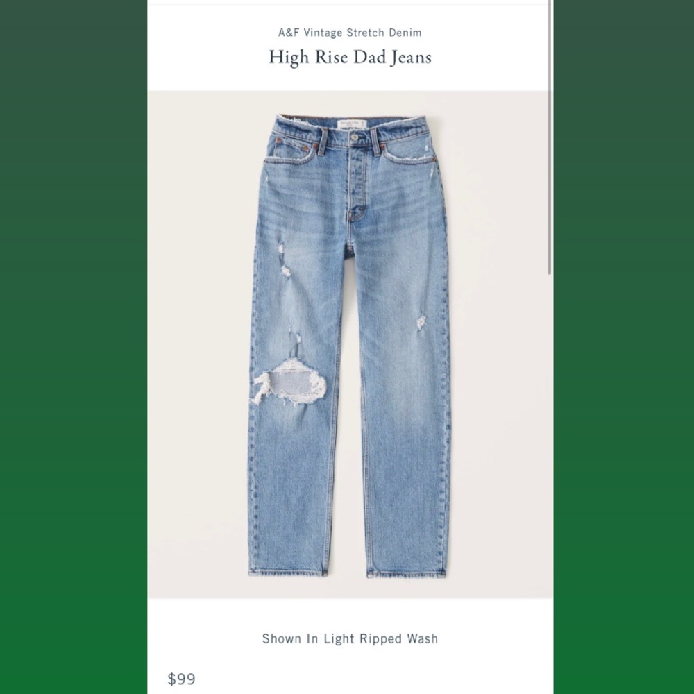 A&F Vintage Stretch Denim High Rise Dad Jeans